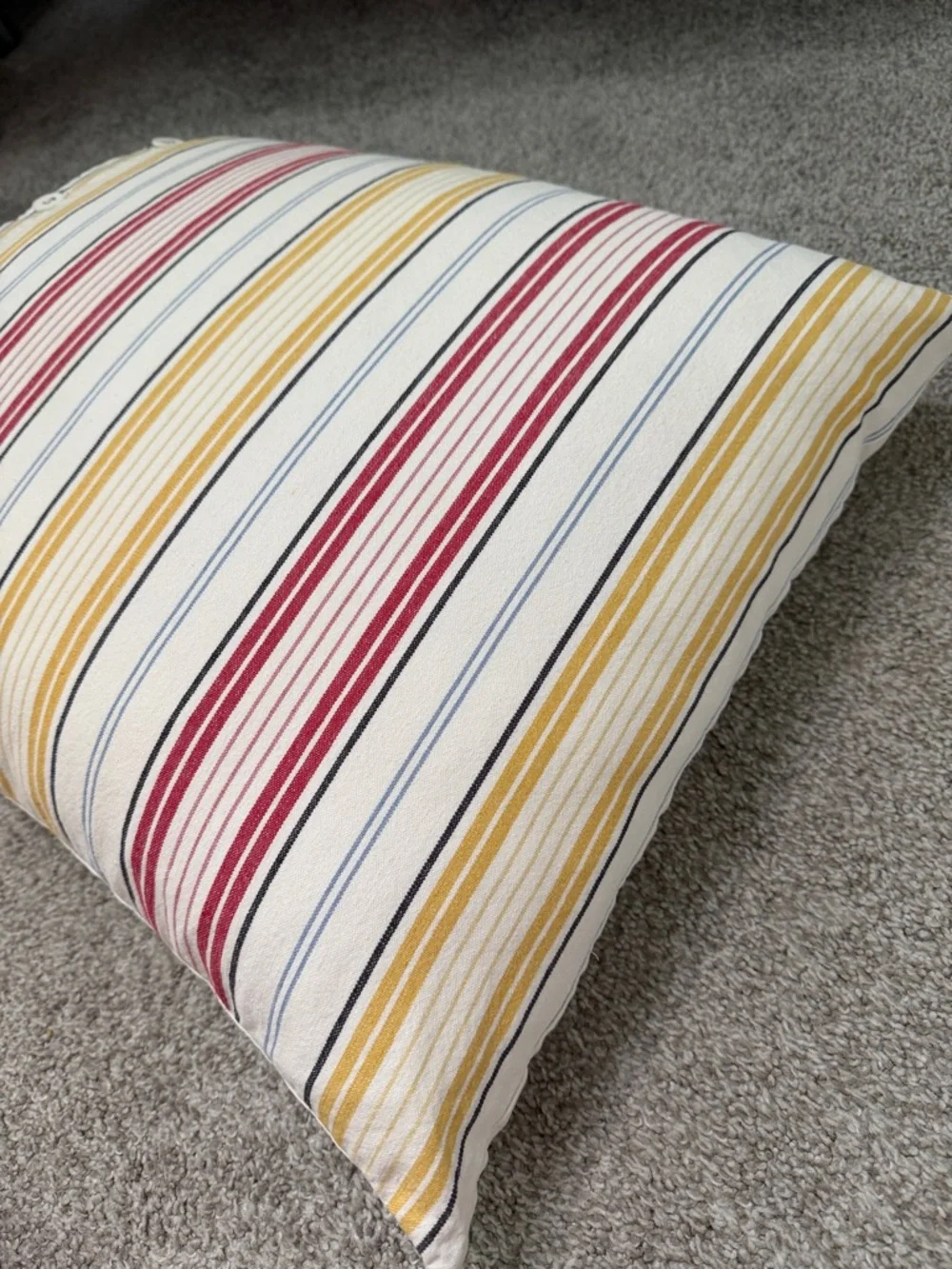 IKEA Alvine Flora Elegant Embroidered Floral Stripe Button Closure Accent Pillow